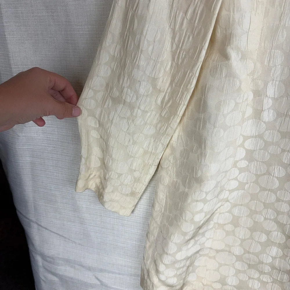 VTG Richard Warren Jacket Skirt Set Womens 10 White Silk Pleated Hem 2 Piece